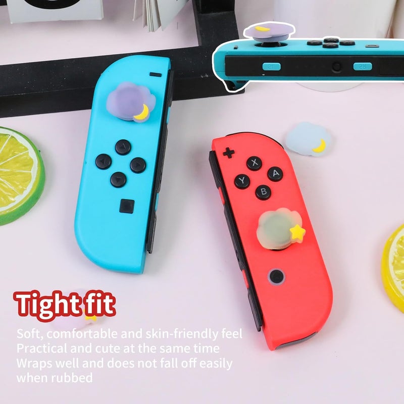 FlyingMage Switch Joycon Thumb Grips Caps, 4 PCS Cute Kawaii 3D Silicone Analog Thumbstick Button Cover Compatible with Nintendo Switch Lite/OLED Joystick Caps (Multicolor Cloud) - Image 4